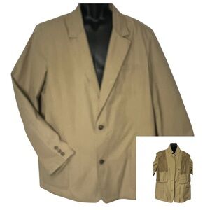 Vtg L.L. Bean Fishing Blazer Field Jacket 48 Reg Khaki Safari Chore 005Y1 Mens